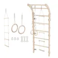 MAMOI® Klettergerüst Indoor, Sprossenwand für kinderzimmer, Turnringe Kinder für Klettern, Kletterwand und spielgeräte, Turngeräte mit Klimmzugstange für drinnen, Sportgeräte