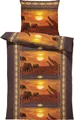 Bettwäsche 135x200 cm Afrika Safari Elefanten Giraffen Savanne braun Mikrofaser