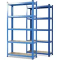 Karat Schwerlastregal Lakota, 5 Holzböden, 175kg Fachlast, blau, 150 x 75 x 30cm, 2 Stück