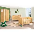 Pinolino Babyzimmer Enno, Buche, Holz, Buche, massiv, 6 Fächer, 3 Schublade(n) Schubladen, in verschiedenen Größen erhältlich,zum Juniorbett umbaubar, höhenverstellbar, Sprossen mit Normabstand, Aufbauanleitung im Karton, Lattenrost inklusive, Schlupfsprossen, Babymöbel, Babyzimmer-Sets