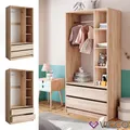 Kinderkleiderschrank Elmo Eiche 100 x 200 cm mit 2 Schubladen Vicco