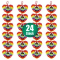 24 Stück Plüsch Herz mit Regenbogen - ca. 11 cm Dekokissen bunt