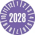 Dreifke® Prüfplakette 2028, violett, Dokumentenfolie, selbstklebend, Ø 25mm, 21 Stk.