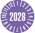 Dreifke Hinweisschild Prüfplakette 2028, violett, Dokumentenfolie, selbstklebend, Ø 25mm, 21