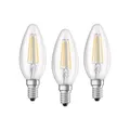 Osram LED Base Classic B Lampe, in Kerzenform mit E14-Sockel, nicht dimmbar, Ersetzt 40 Watt, Filamentstil Klar, Kaltweiß - 4000 Kelvin, 3er-Pack