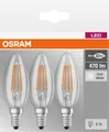 OSR 405807581971 - LED-Lampe BASE E14, 4 W, 470 lm, 4000 K, Filament, 3er-Pack