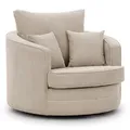 S-Style Möbel Drehsessel, Beige, Textil, Echtholz,Buche, Birke, 1-Sitzer, Füllung: Polyetherschaumkern,Silikon,Polyetherschaumkern, Rundform, 107x94x100 cm, Blauer Engel, FSC Mix, Oeko-Tex®, Hergestellt in Europa, Wohnzimmer, Sessel, Polstersessel