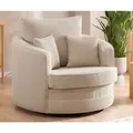 Ted - Drehsessel Love Seat Xxl 360 Grad Drehbar Aus Beige Cord-stoff