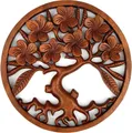 Wogeka Wanddekoobjekt Wand-Relief rund Lebensbaum zum aufhängen Baum Wanddeko