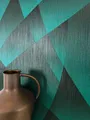 NEWROOM Tapete Grün Vliestapete Grafik - Mustertapete Modern Petrol Schwarz Linien Struktur Streifentapete 3D Optik Geometrisch Metallic inkl. Tapezier-Ratgeber