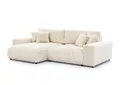 S-Style Möbel Ecksofa Eckcouch - Sofa mit Schlaffunktion - Schlafsofa - 4 Sitzer L Form Links - Schwarze Füße - Plüschcord - Freistehend - Mollis Hellbeige