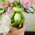 Blumentopfhänger Frosch Dekofigur als Topfhänger Tierfigur Gartenfigur H: 10cm