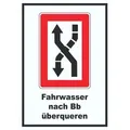 Fahrwasser nach Backbord zu überqueren Symbol und Text A3 (297x420mm)