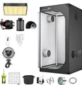 Smart Growbox Komplettset 80x80x160cm Gewächshaus 100W LED Licht Pflanzen Zuchtzelt Spektrum Growschrank mit Abluft, Filter und Zubehör
