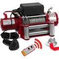 ROTFUCHS Elektrische Seilwinde 12v mit Funkfernbedienung – 5909 kg 13000 lbs, 6 PS Power Offroad 4x4 Motorwinde Bergewinde Forst Seilzug mit Stah... - Rot