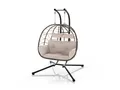 JUSKYS Doppel Hängesessel Aria aus Polyrattan mit Gestell (Beige)