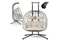 Juskys Doppelhängesessel Aria - Polyrattan Hängesessel mit Gestell & Kissen - 2 Personen - Beige