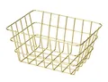 WENKO Badkorb Viana Gold, glamouröser Aufbewahrungskorb im angesagten Metall-Look in Gold, offenes Drahtdesign, hält Kosmetik, Bürste, Handtücher, etc. griffbereit, aus Metall, 18 x 25 x 12 cm