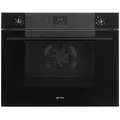 Smeg Einbaubackofen Linea, Schwarz, Metall, Glas, , 74.6x59.2x57.4 cm, Made in Italy, Startzeitvorwahl, Kühlgebläse, Schnellaufheizung, Vollglas-Innentür, mehrere Einschubebenen, Timerfunktion, Küchengeräte, Küchenelektrogeräte, Backöfen, Einbaubacköfen