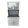 Küchenbuffet mit Glasteil Beton Weiß Blanca Küchenschrank Hochschrank HTI-Living