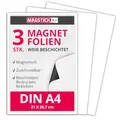 3er Set Magnet-Folie in DIN A4 I magnetisch, weiß beschichtet I permanent beschreibbar I individuell zuschneidbar I zum erstellen von Magneten I für KFZ Auto LKW I Lager-Schild I Tür-Schild I mag112