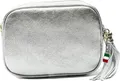 Florence Leder Tasche Damen Umhängetasche silber metallic 21x6x16cm inklusive Italien Flagge D2OTF811J