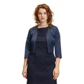 Bolerojacke VERA MONT "Vera Mont Bolero-Jacke mit Kellerfalten", Damen, Gr. 34, blau (night sky), Satin, Obermaterial: 96% Polyester, 4% Elasthan., elegant, tailliert, V-Ausschnitt, 3/4-Ärmel, Jacken