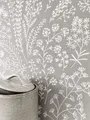 Newroom Vliestapete, Grau Tapete Floral Blumen - Vintage Blumentapete Weiß Romantisch 3D Optik Floral Zweige für Wohnzimmer Schlafzimmer Küche, Vintage, Blumentapete