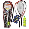 Best Sporting Power Badminton-Set I Federball-Set mit 2 Schläger orange/schwarz & 3 neongelbe Bälle I Speed-Badminton Set Erwachsene & Kinder inkl. Tragetsche