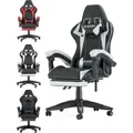 Bigzzia Gaming Stuhl mit Fußstütze - Gamer Stühle Ergonomisch mit Lendenkissen + Kopfstütze Gaming Chair Höhenverstellbar Computerstuhl für E... - Weiß