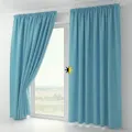 BEAUTEX 2er Set Kräuselband Verdunkelungsvorhang mit U-Band, Gardinen abdunkelnd und Blickdicht (B=140 cm, H=145 cm, Himmelblau)