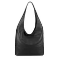 Made in Italy Damen Leder Tasche Shopper Schultertasche Umhängetasche Handtasche Beuteltasche Hobo Bag Ledertasche Nappaleder Schwarz