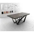DELIFE Esstisch Edge 200x100 XL Akazie Platin Spider Flachstahl Schwarz Live-Edge, Esstische, Baumkantenmöbel, Massivholzmöbel, Massivholz