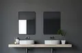Talos Black Living Spiegel 80x60 cm – Badspiegel schwarz mit hochwertigem Aluminiumrahmen – Moderner Wandspiegel für Badezimmer und stilvolle Wohnräume – Eleganter Spiegel in Schwarz