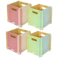 HMF Aufbewahrungsbox aus Holz zum Zusammenstecken | 4er Set | passend für Bücherregale | 25 x 25 x 25 cm | Mehrfarbig