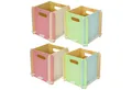 HMF Aufbewahrungsbox Praktische Spielzeugkiste aus Holz zum Zusammenstecken (4 St), Holzbox passend für Bücherregale, 25 x 25 x 25 cm, Mehrfarbig
