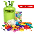 Helium Gas Ballongas mit 30 Luftballons Heliumflasche Folienballons für Party