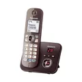Panasonic KX-TG6821GA DECT Schnurlostelefon mit Anrufbeantworter (strahlungsarm, Eco-Modus, GAP Telefon, Festnetz, Anrufsperre) mocca-braun