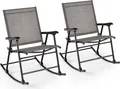 COSTWAY 2er Set Schaukelstühle klappbar mit atmungsaktivem Sitzstoff, Gartenstühle