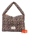 Unio Hamburg x Les Visionnaires Leo Unio Hobo Schultertasche Leo Print hellbraun