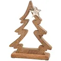 matches21 Tannenbaum & Stern Dekofigur Weihnachtsdeko Holz & Metall Figur Weihnachten Silber/braun 1 STK 17x23 cm