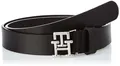 Tommy Hilfiger Damen Gürtel Logo 2,5 cm Ledergürtel, Schwarz (Black), 80 cm