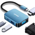 BENFEI USB C HUB 4in1,USB C Multiport-Adapter mit 4K HDMI/ 1080P VGA/ 5Gbps USB 3.0 Data Port/Typ C 60W Power Delivery, kompatibel für iPhone 15 Pro/Max MacBook Pro/Ai iPad Pro iMac Galaxy S23, Blau