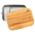 Edelstahl Lunchbox M mit Bambusdeckel Schneidebrett Brotdose Vesperdose