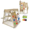 Juskys Mini Klettergerüst für Kinder - Rutsche, Kletterwand & Turnringe - Natur