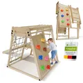 Juskys Klettergerüst Mini, für Kinder, Holz, Indoor Spielplatz klappbar, Rutsche & Kletterwand