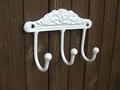 Deko-Impression 3er - Haken, Hakenleiste, Gusseisen, Wandhaken, Weiss, Landhausstil