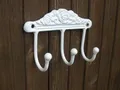 3er - Haken, Hakenleiste, Gusseisen, Wandhaken, weiss, Landhausstil inkl. Versk.