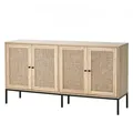 VEVOR Rattanschrank Rattankommode Aufbewahrungsschrank mit 4 magnetischen Türen & verstellbaren Regalen, Sideboard-Buffetschrank für Flur Eingangsbe