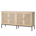 VEVOR Rattanschrank Rattankommode Aufbewahrungsschrank mit 4 magnetischen Türen & verstellbaren Regalen, Sideboard-Buffetschrank für Flur Eingangsbereich Wohnzimmer Küche Flur